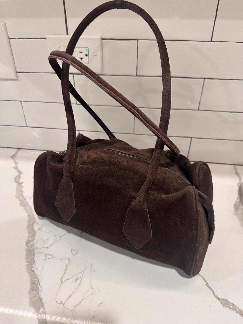 Chocolate Brown Suede Shoulder Bag | Soft Hobo Tote Purse Everyday Bag
